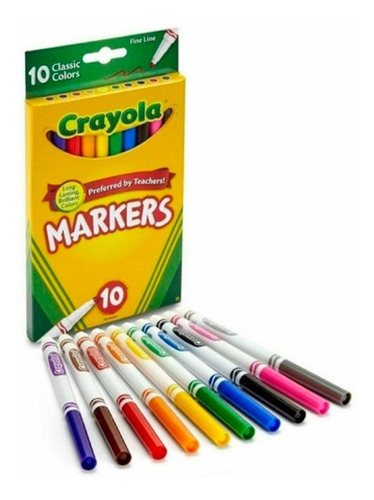 Imagen 2 de 2 de Crayola: Marcadores Finos Clásicos X 10 Tienda Oficial
