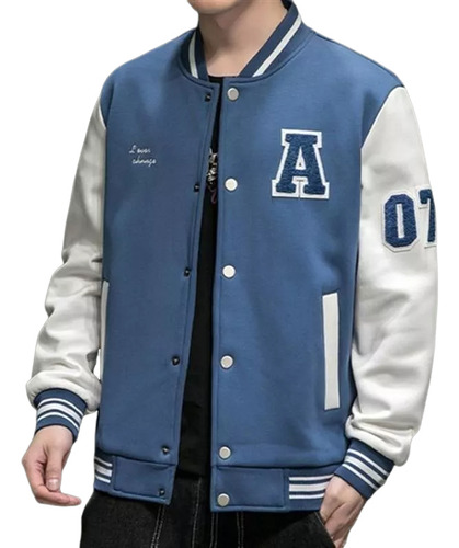 Chaqueta De Béisbol Holgada De Patchwork De Estilo Japonés P