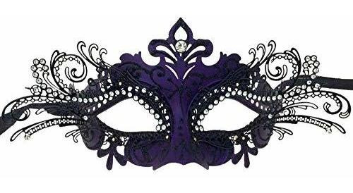 Black Purple Laser Cut Half Mask Clear Crystals Glitter Cost