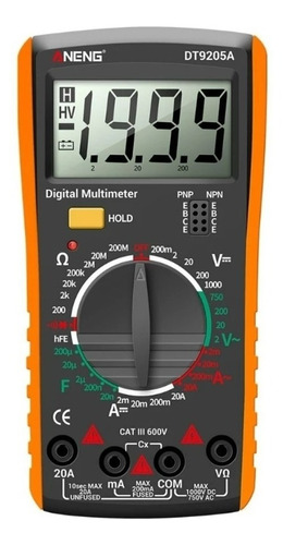 Tester Multitester Multímetro Digital Medidor Volt Dt9205a 