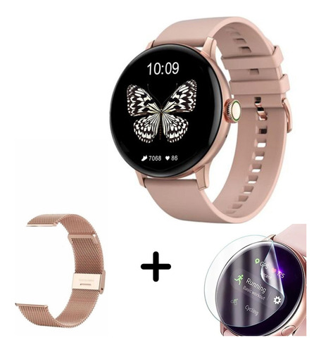 Smartwatch Dt2 Doble Malla Y Film Protector Rosa Llamadas