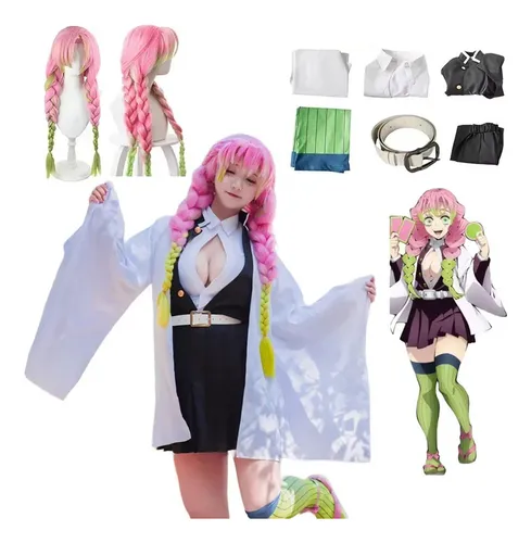 comprar Anime Demon Slayer Kochou Shinobu Disfraz De Cosplay Conjunto De Capa De Kimono + Peluca