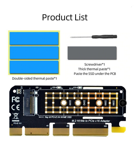 Adaptador M.2 A Pcie X4 X8 X16 Soporta Disco Ssd Nvme Mkey