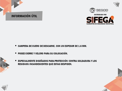 Imagen 2 de 3 de Campera Cuero Descarne Para Soldador