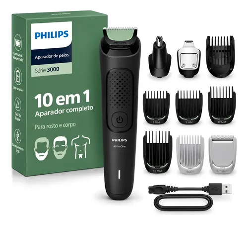 Aparador De Pelos Philips Multigroom Mg3931 - 10 Acessórios Preto 127/220v
