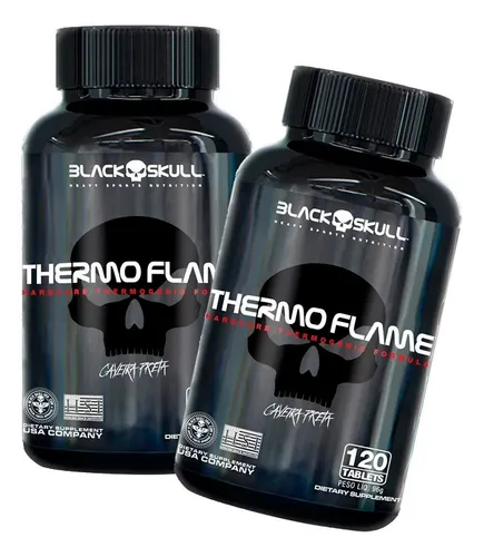 comprar 2x Thermo Flame Termogênico - 120 Tab Cada - Black Skul Sabor Sem Sabor