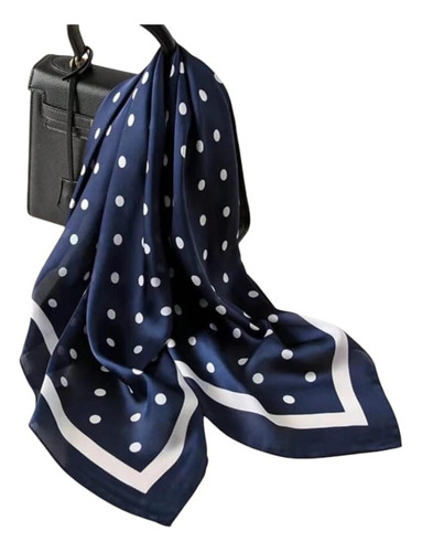 Pañoleta Mascada Pañuelo Turbante Poliseda Pashmina Microsed Azul Marino Lunas Unitalla