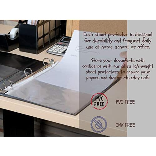 Sheet Protectors For 3 Ring Binder 8.5 X 11, Clear Shee...