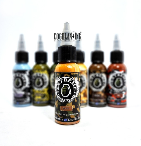 Imagen 7 de 10 de Tinta Tattoo Extreme Set Camouflage X 7oz Tatuajes Tatuar