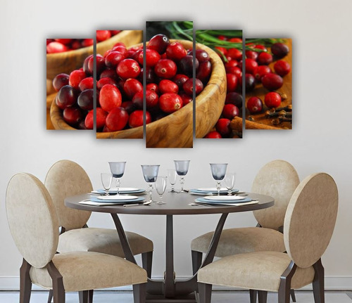 Cuadro De Arándanos Decoración Cocina Comedor De 5 Piezas