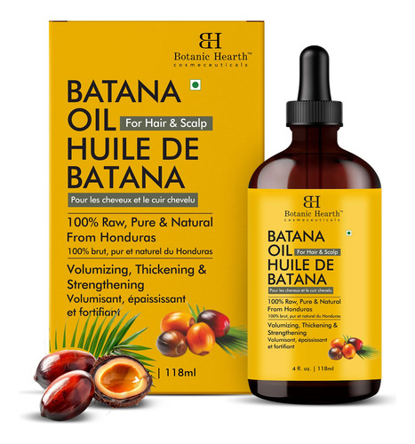 Aceite Botanic Hearth De Batana Cruda Para El Crecimiento De