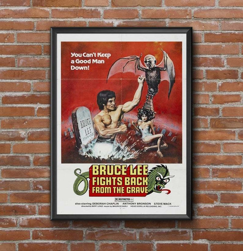 Bruce Lee Fights Back Poster - Cuadro (30 X 40 Marco Negro)
