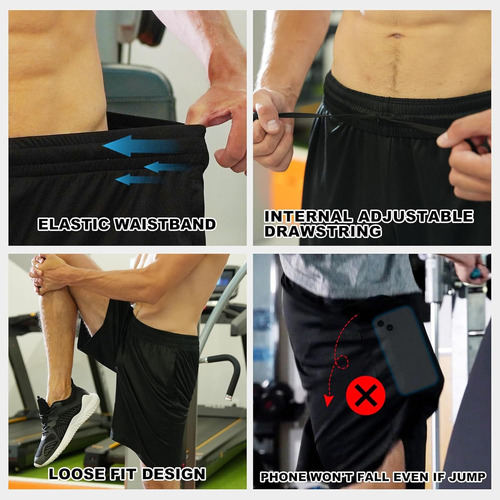 Shorts Suelto Licra Hombre Bolsa Para Celular Gimnasio Moda