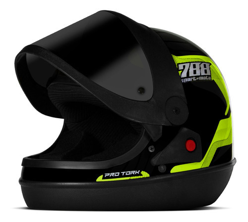 Capacete Pro Tork Masculino Sport Moto 788 Com Viseira Fume Cor Amarelo Tamanho do capacete 60