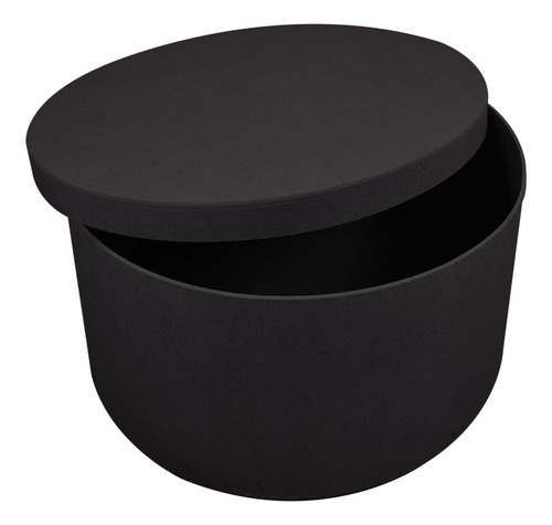 Caixa Redonda Tampa Sapato 24x12 Mdf Madeira Pintado Cor Preto Liso