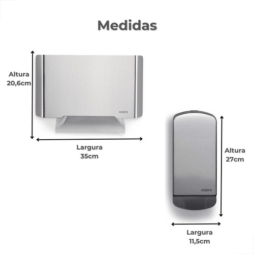 Kit Saboneteira Premium Inox + Toalheiro Inox Escovado Nobre Select