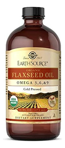 Solgar Earth Source Aceite De Linaza Orgánico, 16 Onzas, Apo