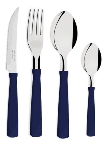 Set De Cubiertos Tramontina Mango Azul X 24 Pzas