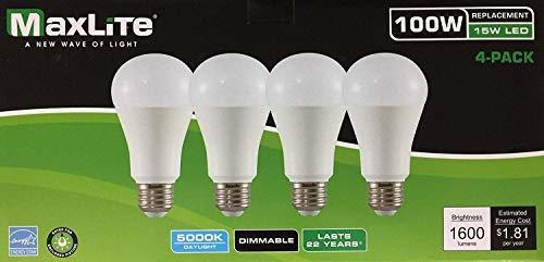  Led Dimmable 4 Pack A19 Bombilla 100w Luz De Día 5000k, Bla