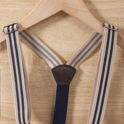 Conjunto A Cuadros Formal Para Niños Con Moño Y Tirantes Blanco 2-3 A