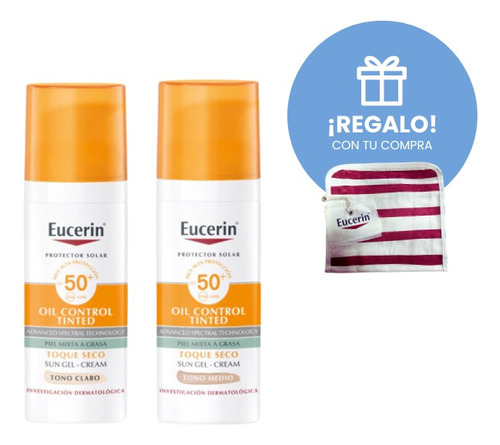 Combo Eucerin Proteccion Solar Toque Seco Tono Medio + Claro