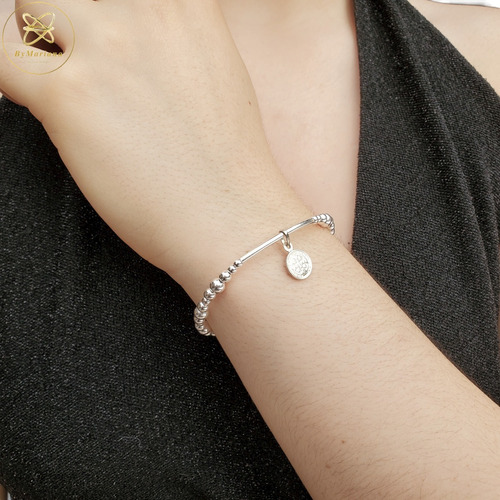 Imagen 5 de 6 de Pulsera Plata Bolitas Con San Benito