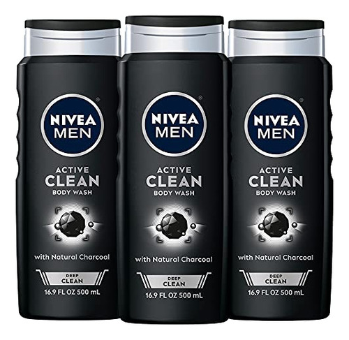 Nivea Men Active Clean Body Wash, Carbon Natural, 16.9 Onzas