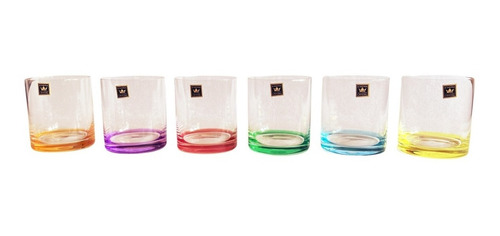 Imagen 2 de 4 de Vasos De Whisky Cristal Bohemia Base Colores Set X 6 400ml