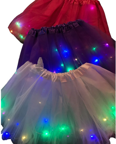 8 Pollera Tutu Luminosa Led Cotillon Princesa Disfraz 