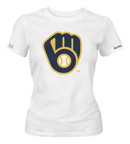 Camiseta Milwaukee Brewers Logo Guante Beisbol Mujer Idk