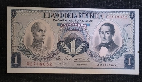 Billete De Un Peso Año 1969, Con Desplazamiento 