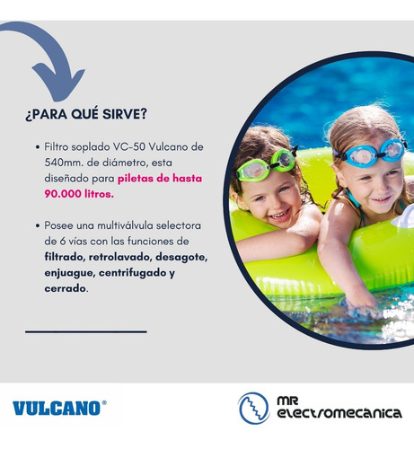 Kit Filtro Vulcano Vc50 Pileta 90.000 Litros + Carga Fluvial