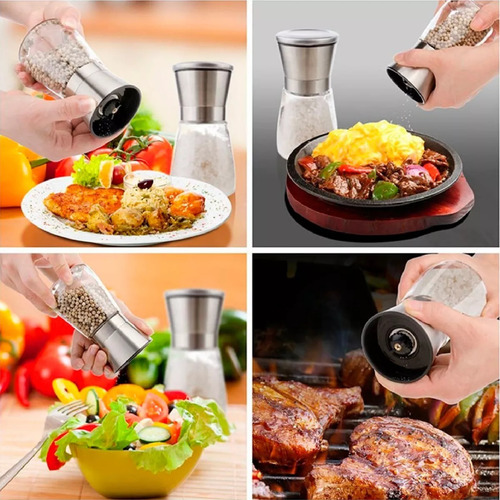 Yab - Moedor Manual Pimenta Sal Grosso Temperos Especiarias Em Inox Cerâmica E Vidro Gourmet P/ Cozinha Premium