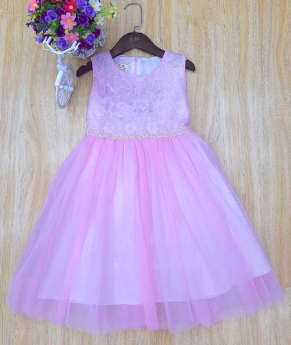 Vestido Importado De Nena Con Tull Fiesta Cumpleaño Comunio 