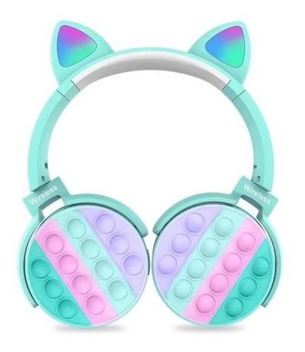 Auriculares Inalámbricos Pop It Con Orejas De Gato Y Luces