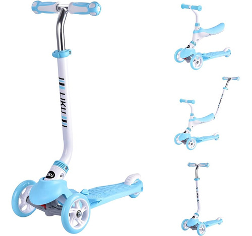 Liku 3 Ruedas Scooter Para Niños, 3-en-1 Kick Scooter Con As