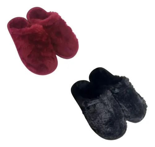Kit 2 Pantufas Para Casal Preto E Rosa