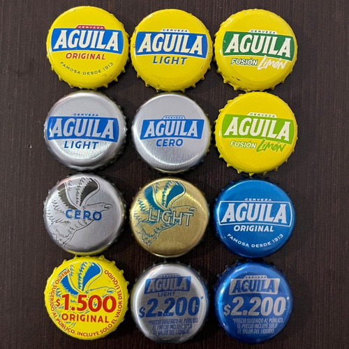 Set 12 Corcholatas Cerveza Aguila De Colombia