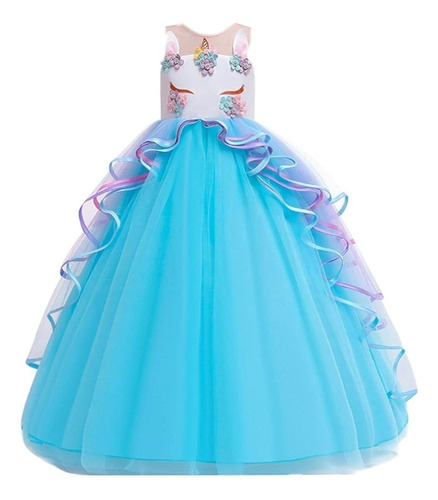 Calidad Unicornio Princesa Cumpleaños Tul Fantasía Vestido Para Niña