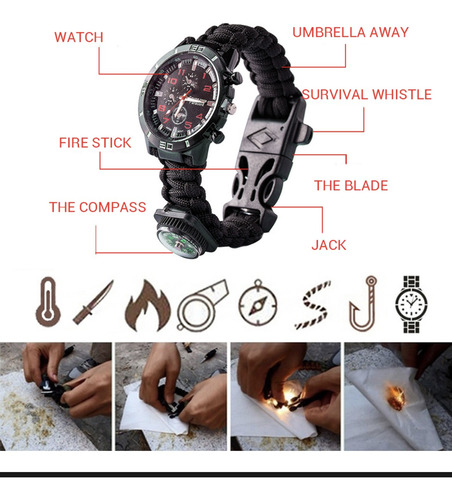 Reloj Tactico Paracord Supervivencia