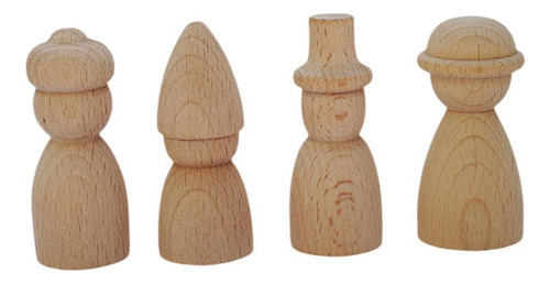 4x Figuras De Clavijas De Madera De Peg People, Figuras De