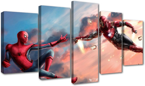 5 Cuadros Decorativos Spiderman Iron Man Parodia La Creacion