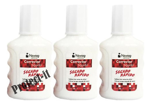 3 Correctores Liquido Botella 20ml Con Brocha Secado Rapido