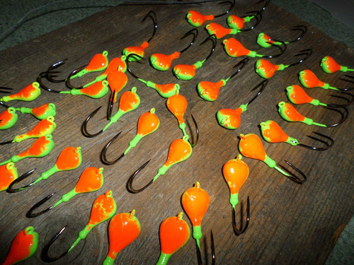 10 Señuelo Pesca 0.04 oz Color Verde Naranja