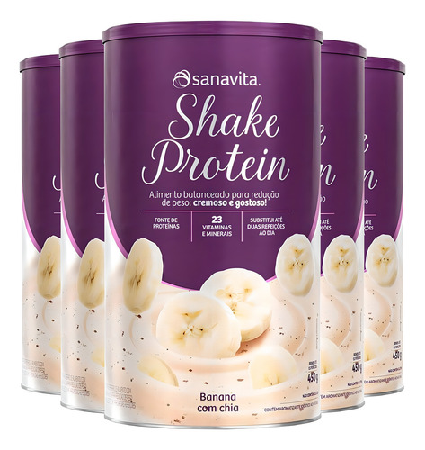 Kit de batido sustituto de comida Sanavita de 450 g con sabor a plátano y plátano, chía y plátano