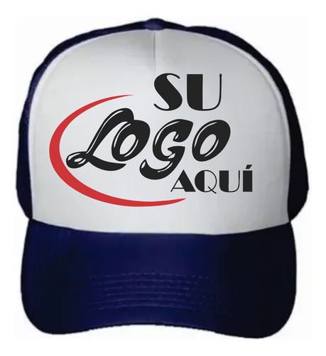 Gorras Trucker Personalizada Con Tu Logo O Imagen Aqui V2 Azul Oscuro Frente Blanco Unica Lisa