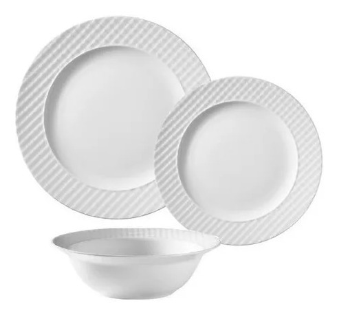 Imagen 2 de 7 de Vajilla Blanca Set X 12 Platos Playo Postre Bowl Porcelana