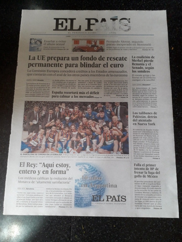 Tapa Diario El País España 10 5 2010 Barcelona Euroliga Basq