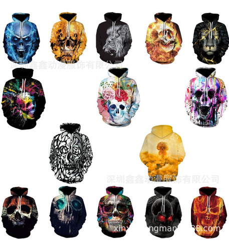 Cr Sudadera Clásica Con Capucha Y Estampado Calaveras
