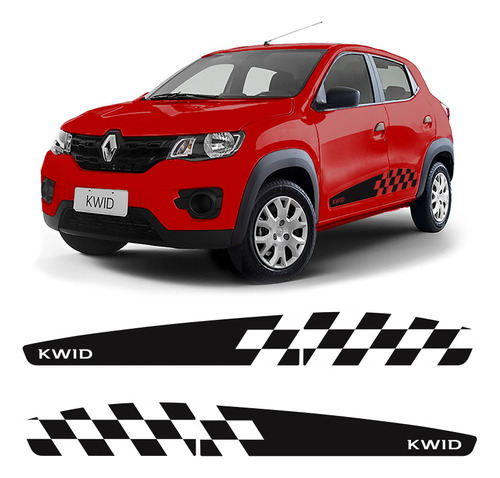 Faixa Renault Kwid 2018 Até 2022 Adesivo Lateral Sport Preto